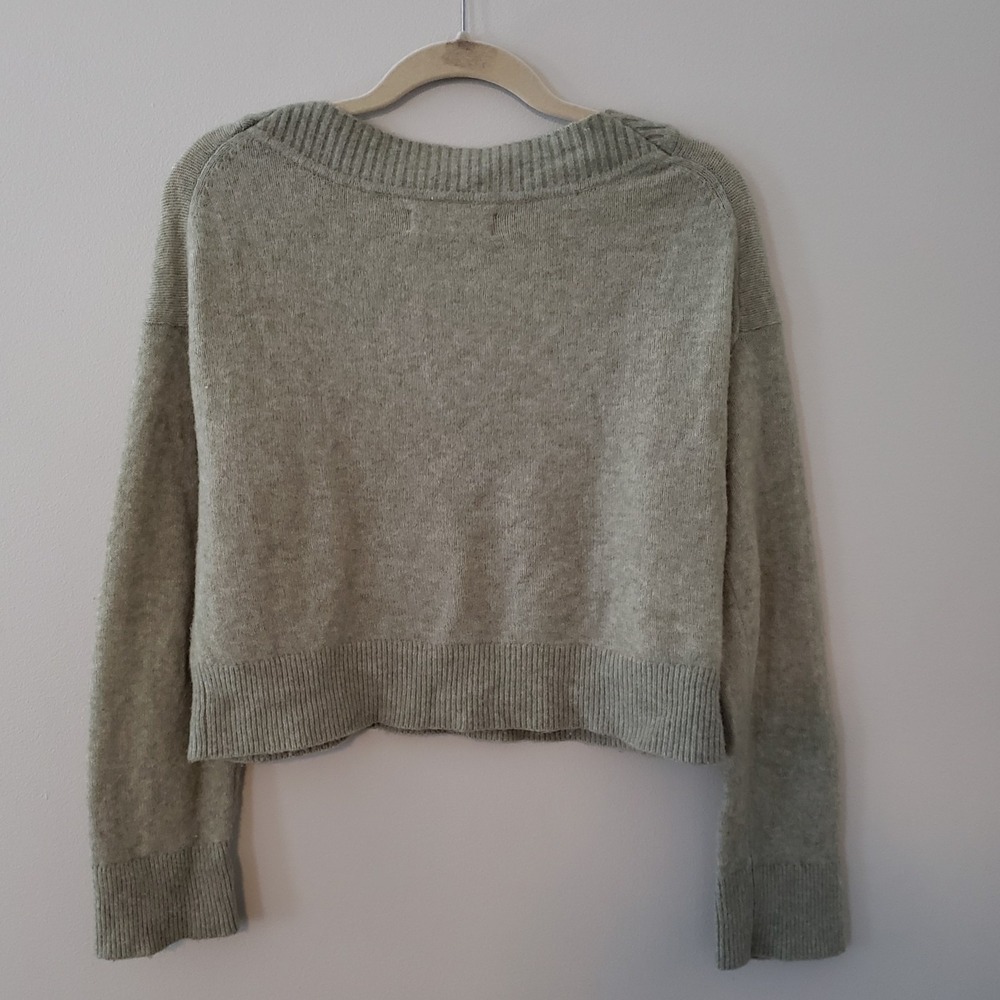 Abercrombie & Fitch Womens Wool Blend Preppy Cropped Sweater Small Cozy Green - Picture 5 of 5